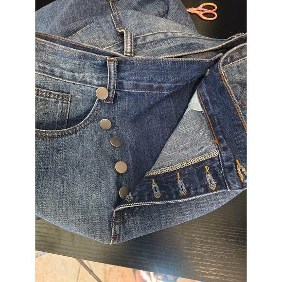 Hayden Los Angeles Athropologie Angle Button Fly Raw Hem Women's Skirt L - Picture 4 of 6